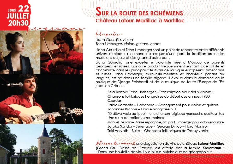 Concert Sur les routes bohémiennes au château Latour-Martillac